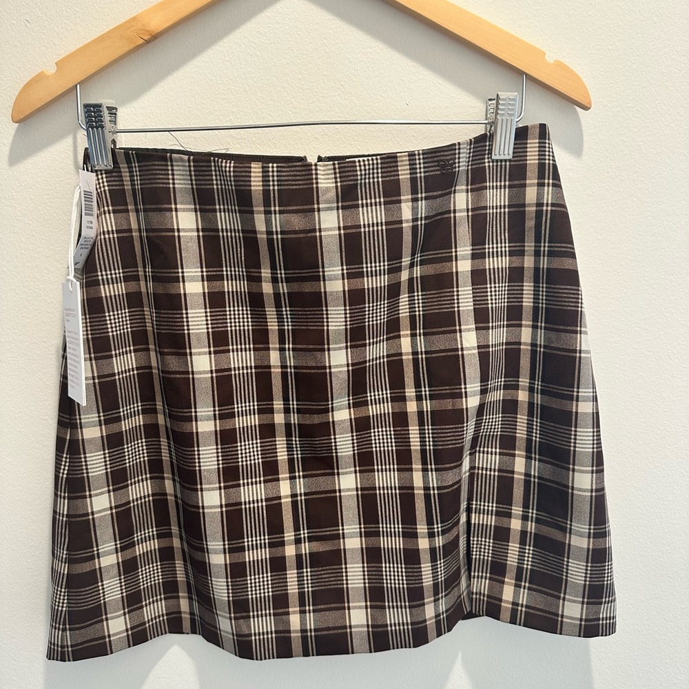 Tatiana Plaid Mini Skirt in Brown and Cream (Aritzia x Sunday Best)